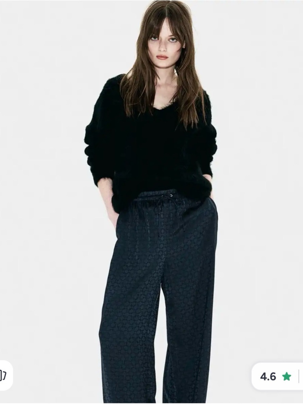 H&M Black Monogram Satin Wide-Leg Pants | Elastic Waist | Size L 💙